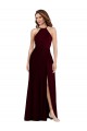 Best Soft Chiffon Low Back Long Spaghetti Straps Burgundy Gold A-Line Semi Formal Evening Dress
