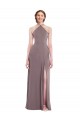 Best Soft Chiffon Low Back Long Halter Neck A-Line Formal Evening Dress