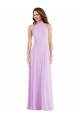 Best Soft Chiffon Low Back Long Halter Neck A-Line Semi Formal Evening Dress