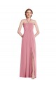 Best Soft Chiffon Open Back Long Halter Neck Skin Pink A-Line Semi Formal Evening Dress