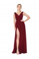 Best Soft Chiffon V-Back Long V-Neck A-Line Black Tie Evening Dress