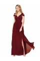Best Soft Chiffon Long Sweetheart Burgundy A-Line Formal Evening Dress
