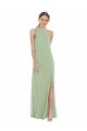 Best Soft Chiffon Long High Neck A-Line Semi Formal Evening Dress