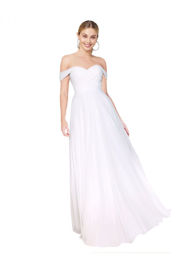 Best Soft Chiffon Long Off the Shoulder A-Line Formal Evening Dress