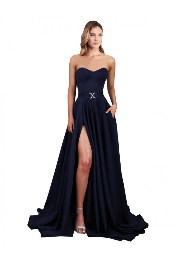 Best Stretch Crepe Low Back Long Sweetheart A-Line Formal Dress