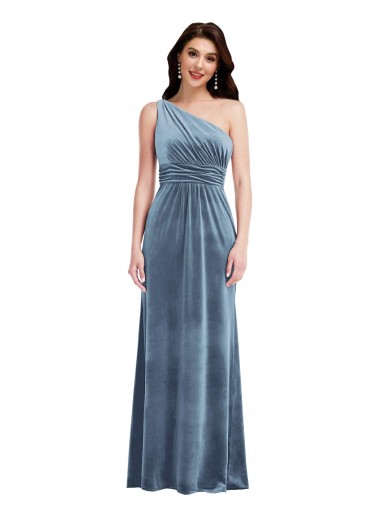 Best Stretch Velvet Long Off the Shoulder A-Line Evening Gown