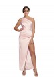Best Silky Satin Low Back Long One Shoulder A-Line Semi Formal Evening Dress