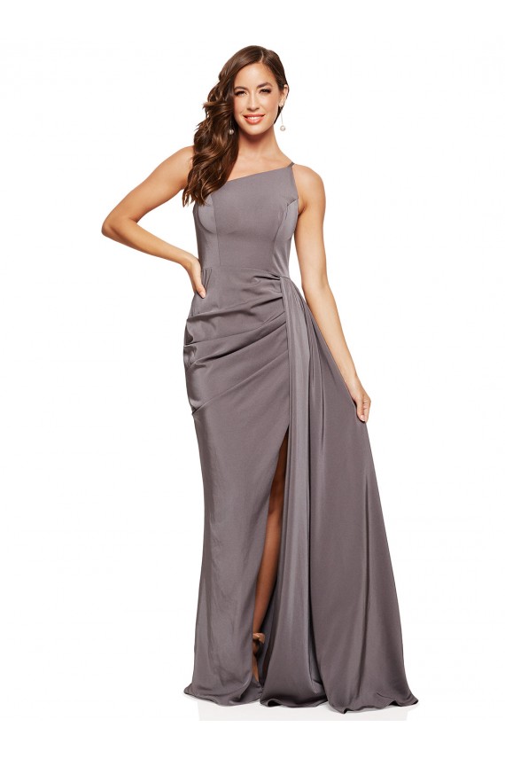 Best Silky Satin Long One Shoulder A-Line Formal Evening Dress