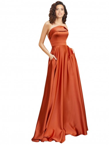 Best Silky Satin Low Back Sweep Train Round Neck A-Line Formal Evening Dress