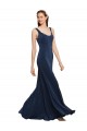 Best Stretch Crepe Low Back Long Round Neck A-Line Evening Dress
