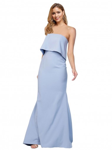 Best Stretch Crepe Low Back Long Strapless A-Line Formal Dress