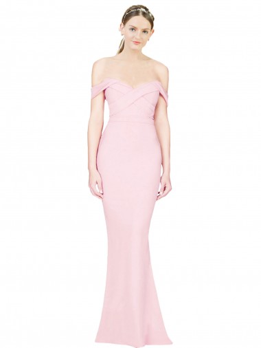Best Stretch Crepe Low Back Long Strapless Pink A-Line Formal Evening Dress
