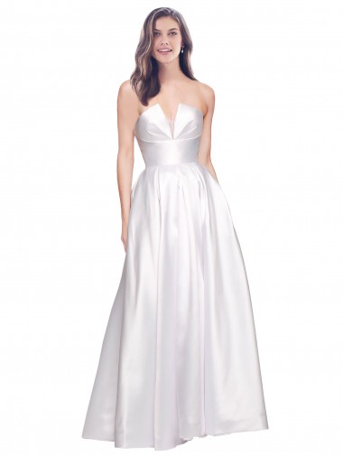 Best Stretch Satin Low Back Long Strapless A-Line Formal Evening Dress