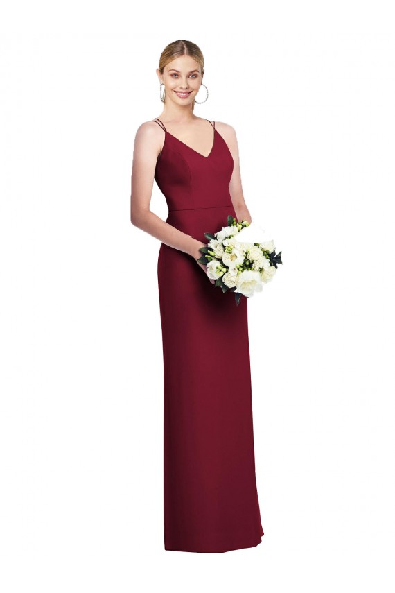 Best Soft Chiffon Long V-Neck Burgundy A-Line Formal Dress