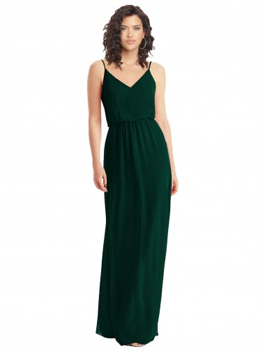 Best Soft Chiffon Low Back Long V-Neck A-Line Semi Formal Evening Dress