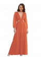 Best Soft Chiffon Open Back Long V-Neck A-Line High Low Evening Dress