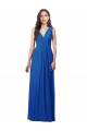 Best Soft Chiffon V-Back Long V-Neck Royal Blue A-Line Semi Formal Evening Dress