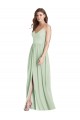 Best Soft Chiffon Criss Cross Back Long Spaghetti Straps A-Line Semi Formal Evening Dress