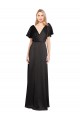Best Stretch Satin Open Back Long V-Neck A-Line Evening Dress