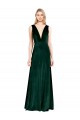 Best Stretch Velvet V-Back Long V-Neck A-Line Evening Dress