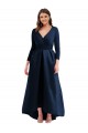 Best Spandex Long V-Neck Ball Dress High Low Plus Size Evening Dress