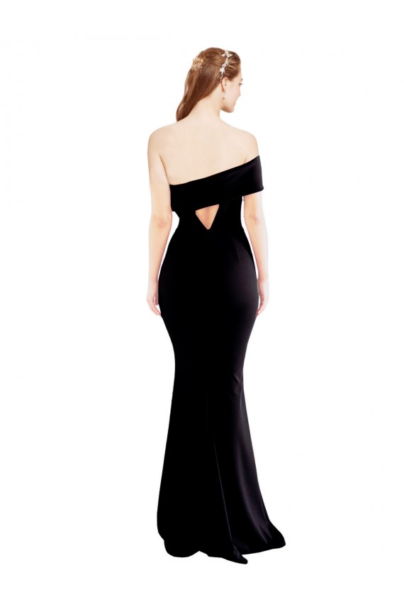 Best Stretch Crepe Keyhole Back Long One Shoulder Mermaid Formal Evening Dress