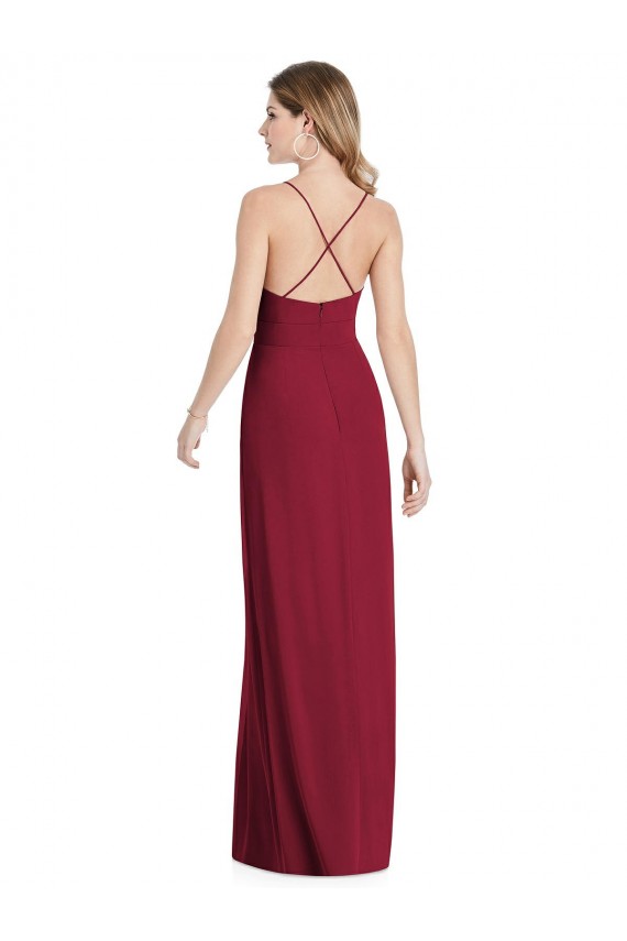 Best Soft Chiffon Open Back Long Spaghetti Straps A-Line Semi Formal Evening Dress