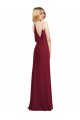 Best Soft Chiffon Long V-Neck Burgundy A-Line Formal Dress