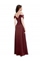 Best Stretch Satin Long Off the Shoulder A-Line Formal Dress