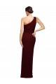 Best Stretch Crepe Long One Shoulder Sheath Black Tie Evening Dress