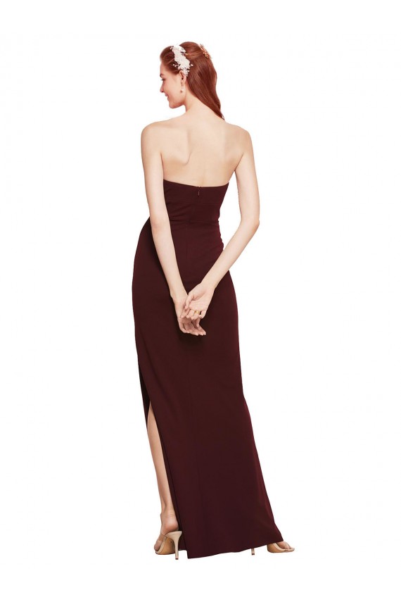 Best Stretch Crepe Long Strapless Sheath Formal Evening Dress