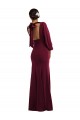 Best Stretch Crepe Open Back Long Bateau Neck Trumpet Formal Evening Dress