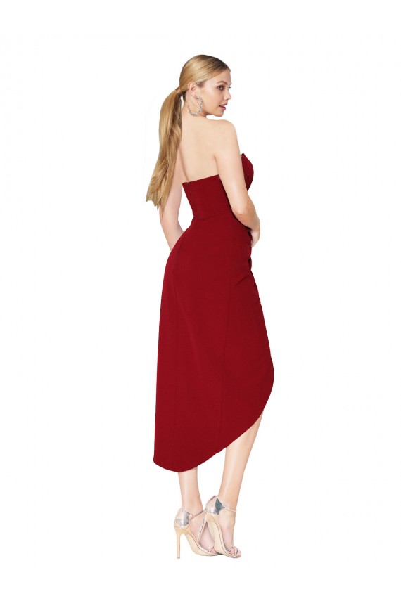 Best Stretch Crepe Knee Length Sweetheart Mermaid High Low Evening Dress