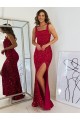Best Velvet Sequin Long Square Neck Sheath Evening Gown