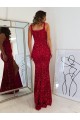 Best Velvet Sequin Long Square Neck Sheath Evening Gown