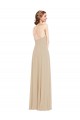 Best Soft Chiffon Criss Cross Back Long V-Neck A-Line Semi Formal Evening Dress