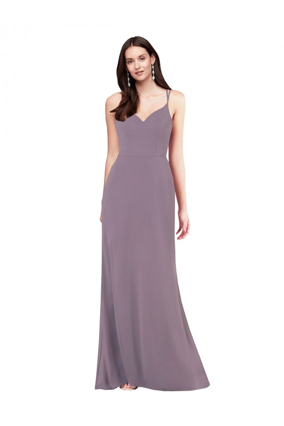 Best Soft Chiffon Criss Cross Open Back Long Sweetheart Column Formal Evening Dress