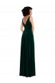 Best Stretch Velvet V-Back Long V-Neck Dark Green A-Line Evening Dress