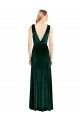 Best Stretch Velvet V-Back Long V-Neck A-Line Evening Dress