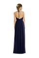 Best Soft Chiffon Open Back Long Halter Neck Dark Navy A-Line Semi Formal Evening Dress