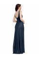Best Stretch Satin Low Back Long Square Neck A-Line Formal Evening Dress