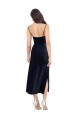 Best Stretch Velvet Low Back Midi Length Cowl Neck Column Formal Evening Dress
