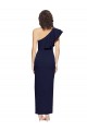 Best Stretch Crepe Long One Shoulder Dark Navy Sheath Formal Evening Dress
