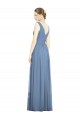 Best Soft Chiffon Long V-Neck Dusty Blue A-Line Semi Formal Evening Dress