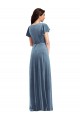 Best Stretch Velvet Long V-Neck A-Line Black Tie Evening Dress