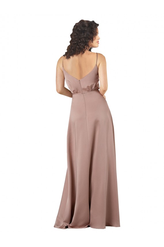 Best Silky Satin Long V-Neck A-Line Formal Evening Dress