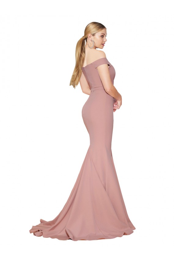 Best Stretch Crepe Sweep Train Off the Shoulder Mermaid Formal Evening Dress