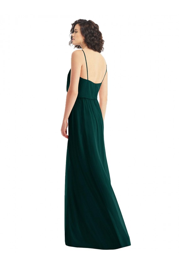 Best Soft Chiffon Low Back Long V-Neck A-Line Semi Formal Evening Dress