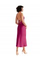 Best Stretch Satin Low Back Midi Length V-Neck A-Line Formal Evening Dress