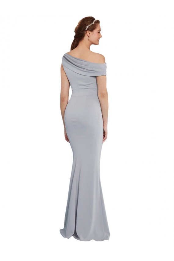 Best Stretch Crepe Long One Shoulder Grey Mermaid Formal Dress
